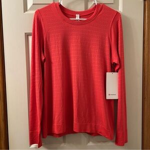NWT Lululemon Breeze By Long Sleeve Squad Size 10 Thermal Red Relaxed Hip Length